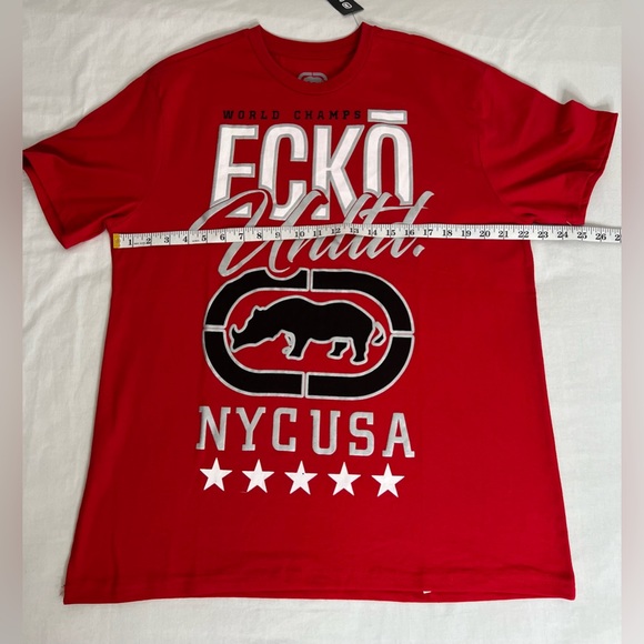 eckounltd men’s Red T Shirt crew neck Short Sleeve Size Large - Picture 3 of 6